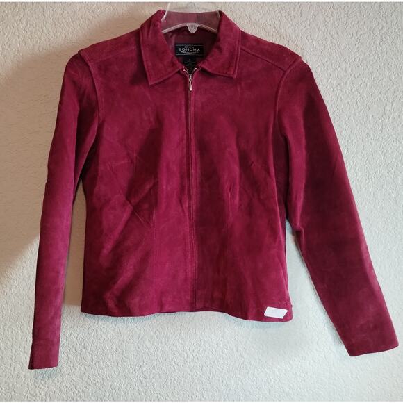 Sonoma Jean Company Women's Fitted Zip Genuine Suede Leather Jacket Small - Picture 4 of 13